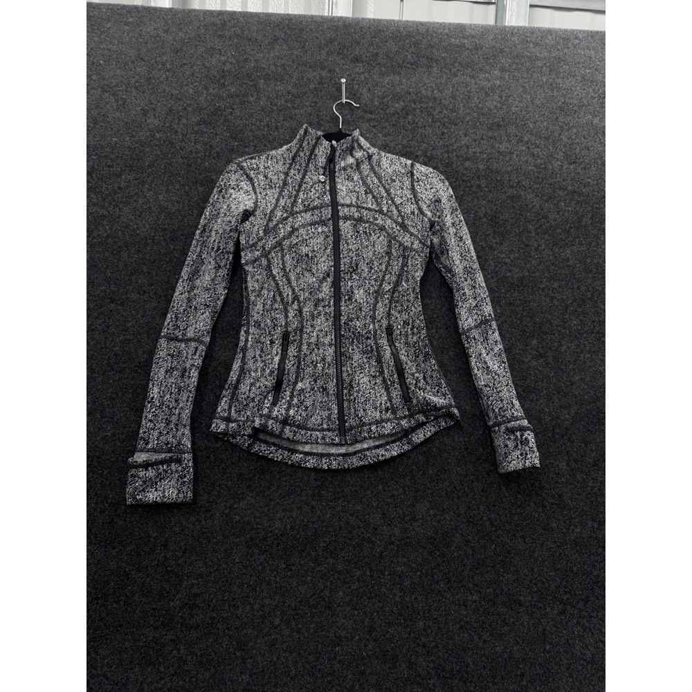 Lululemon Define Jacket Space Dye Black White Full Zip Yoga Activewear Sz 4